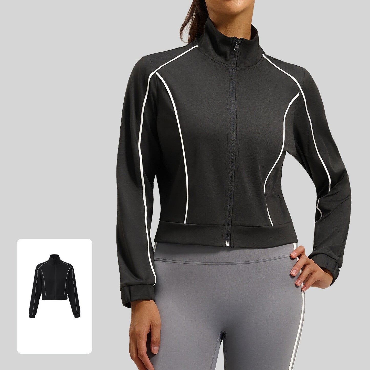 Women's Contrast Stripe Loose Cardigan Jacket – Casual Sports